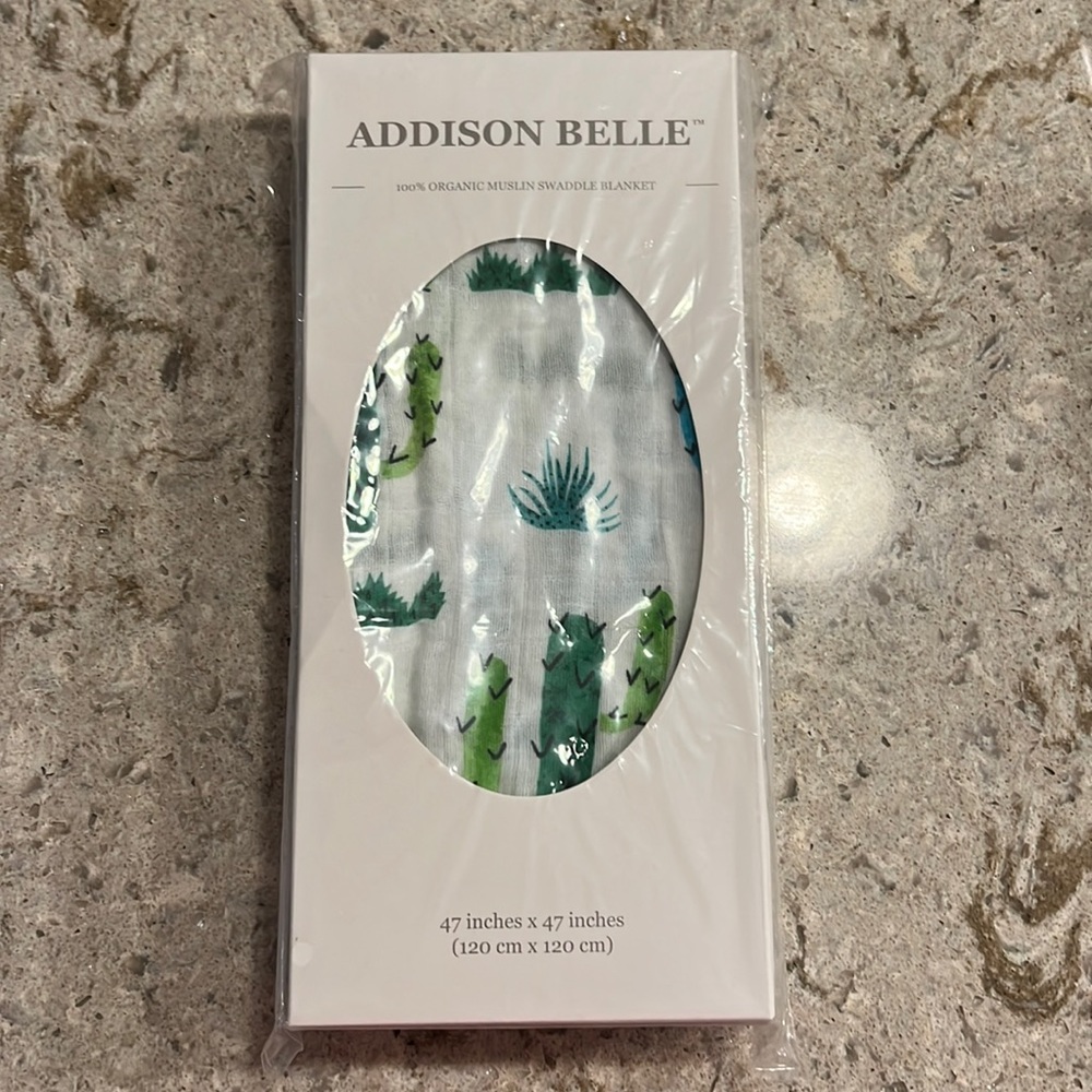 NEW Addison Belle 100% Organic Muslin Swaddle Blanket